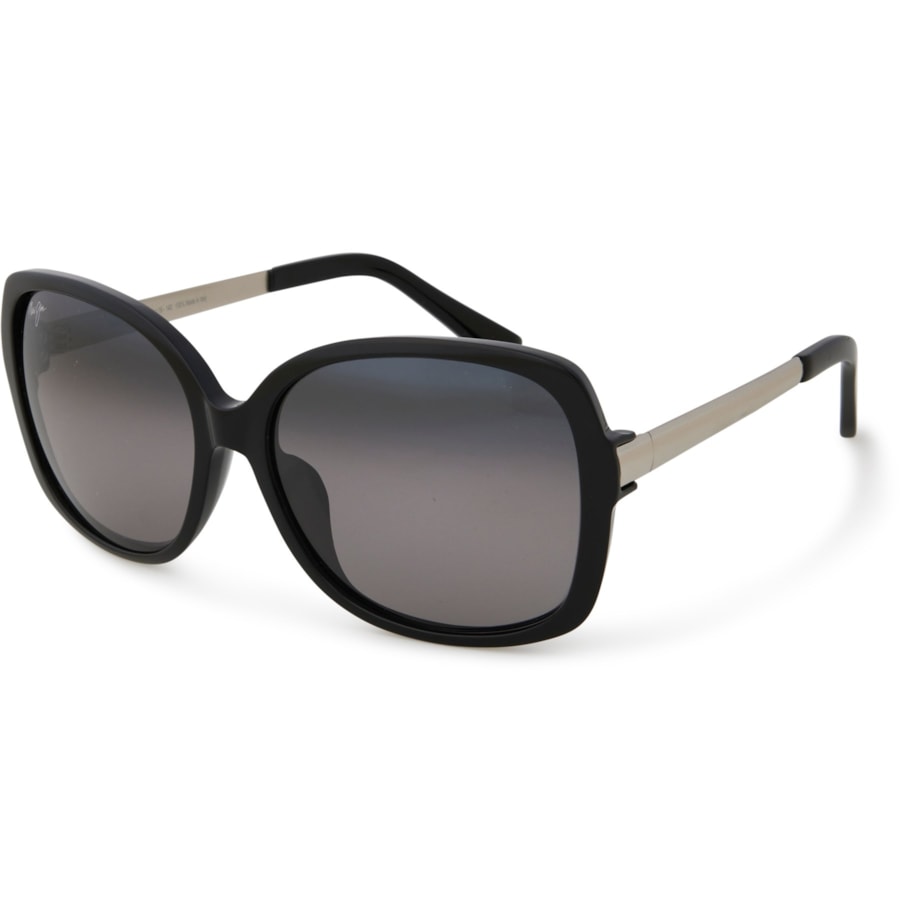 Maui Jim Melika Polarized Sunglasses (Made in Italy, Black/Silver/Grey)